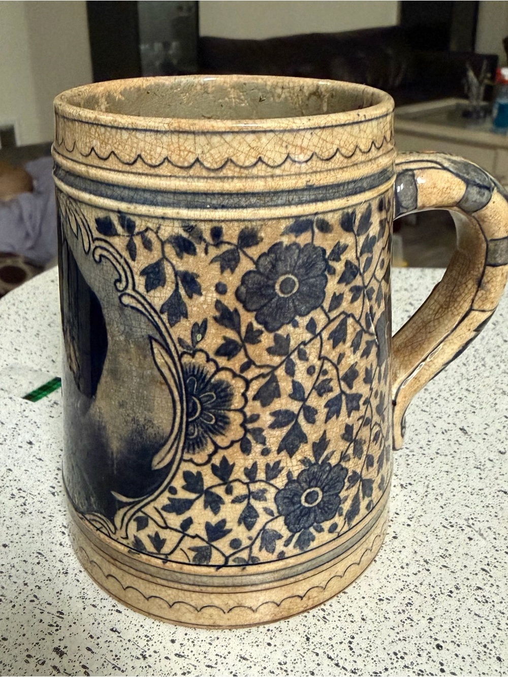 ROYAL BONN Delft Blue And White Cavalier Portrait Ceramic Mug stein